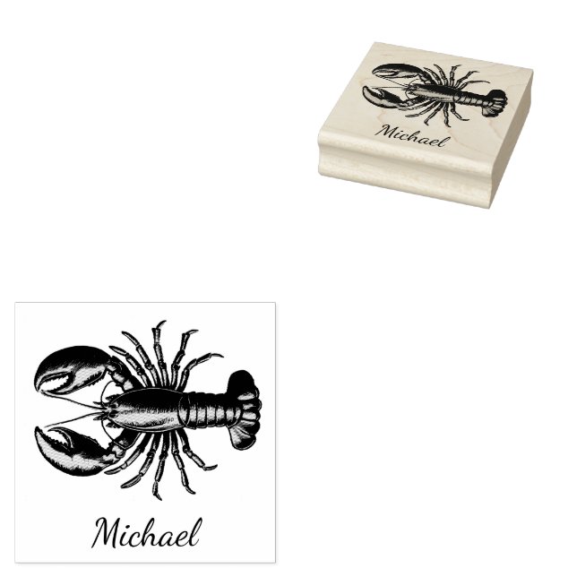 Trendy Lobster Personalized  Rubber Stamp (Stamped)