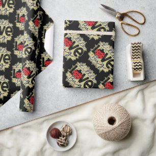 Trendy Love Bug Valentines Day Wrapping Paper
