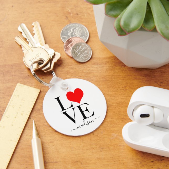 Trendy LOVE Personalized Name Keychain (Desk)
