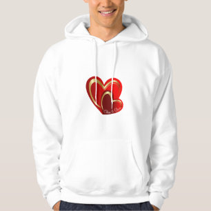 Trendy Love Red Hearts Personalized Boyfriend Gift Hoodie
