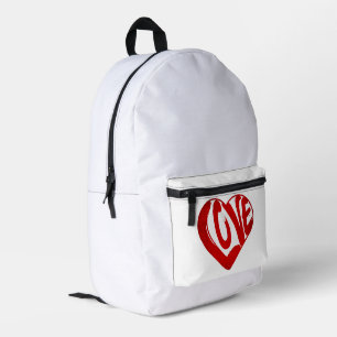 Trendy Love Typography Red And White Printed Backpack
