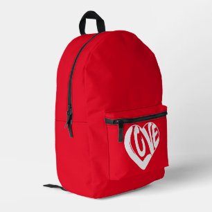 Trendy Love Typography Red And White Printed Backpack