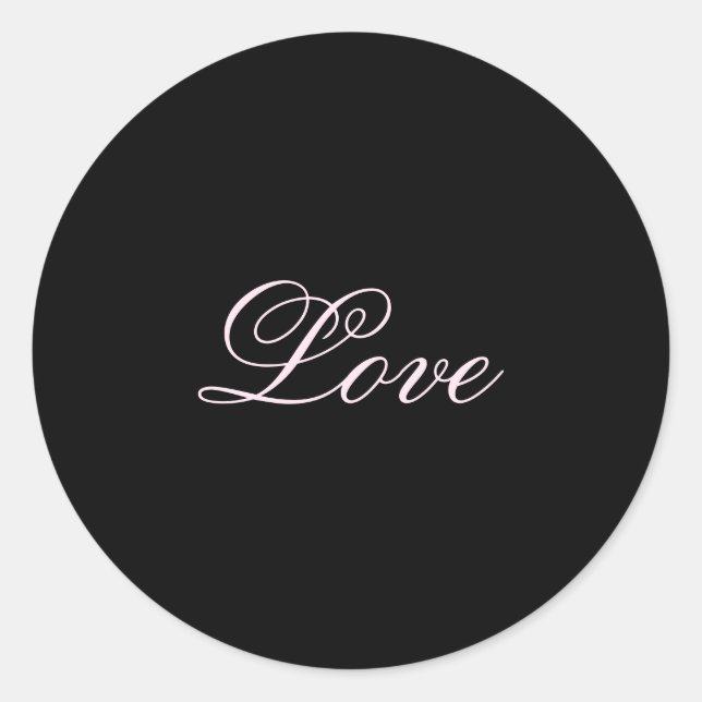 Trendy Love Wedding Calligraphy Script Black Classic Round Sticker (Front)