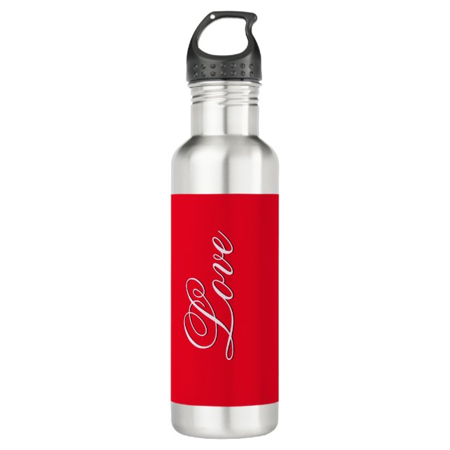 Trendy Love Wedding Calligraphy Script Red 710 Ml Water Bottle (Front)