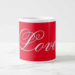 Trendy Love Wedding Calligraphy Script Red Large Coffee Mug
