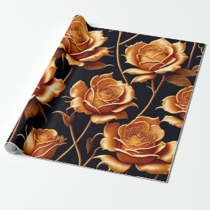 Trendy Luxury Boho Gold Rose Collection Wrapping Paper