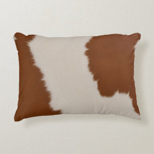 Trendy Luxury Elegant Faux Cow Leather Collection Accent Pillow