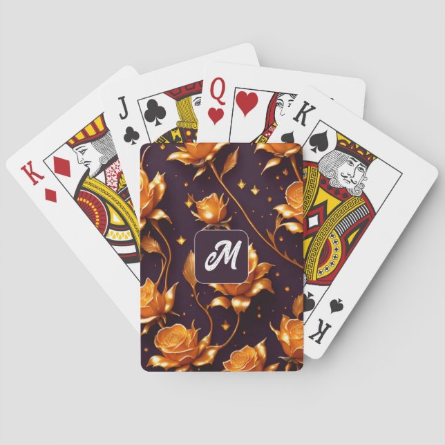 Trendy Luxury Gold Boho Rose Collection Playing Cards (Back)