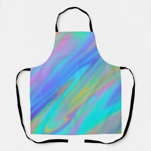 Trendy luxury green blue purple faux holographic apron