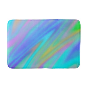 Trendy luxury green blue purple faux holographic bath mat
