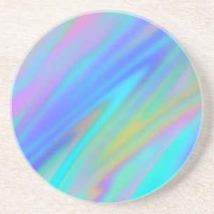 Trendy luxury green blue purple faux holographic coaster