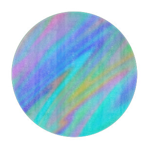 Trendy luxury green blue purple faux holographic cutting board