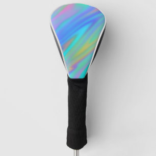 Trendy luxury green blue purple faux holographic golf head cover