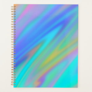 Trendy luxury green blue purple faux holographic planner