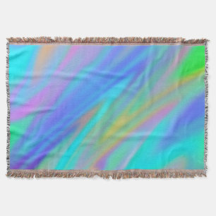 Trendy luxury green blue purple faux holographic throw blanket