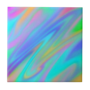 Trendy luxury green blue purple faux holographic tile