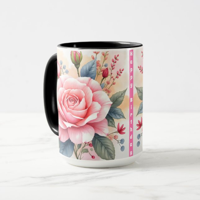 Trendy Luxury Pink Roses Beautiful Collection Mug (Front Left)