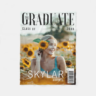 Trendy Magazine Cover Inspired Graduation Fleece Blanket