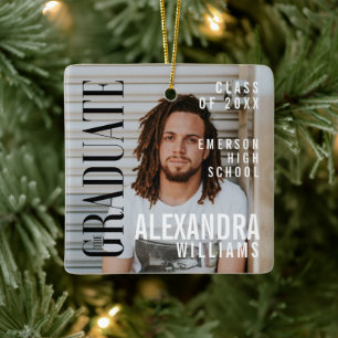 Trendy Magazine Cover Inspired Graduation Keepsake Ceramic Ornament