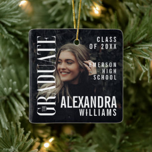 Trendy Magazine Cover Inspired Graduation Keepsake Ceramic Ornament