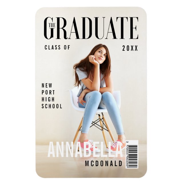 Trendy Magazine Cover Inspired Graduation Magnet (Vertical)