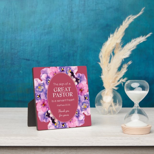 Trendy MAGENTA Floral Pastor Appreciation Plaque (Insitu)