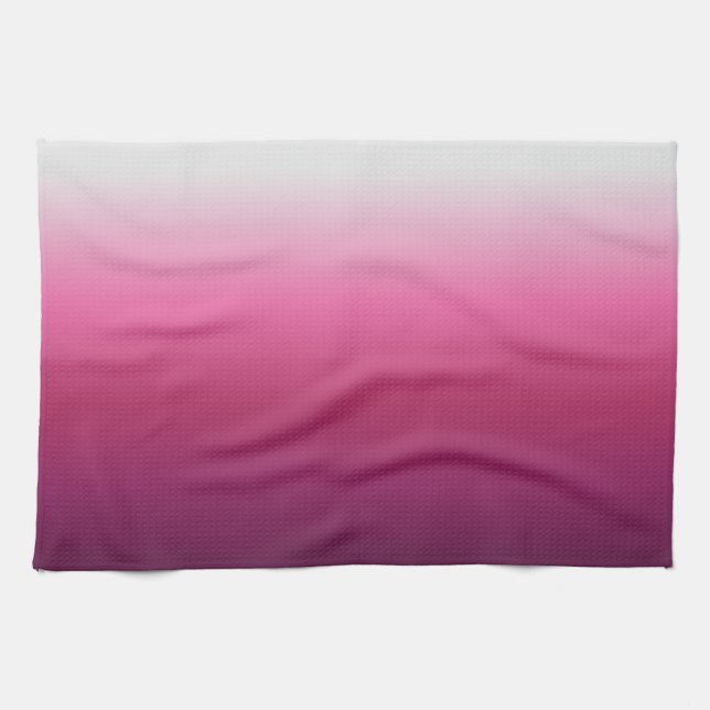 trendy magenta maroon marsala burgundy ombre kitchen towel (Horizontal)