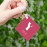 Trendy Magenta Modern Monogram Name Keychain<br><div class="desc">Trendy Magenta Modern Monogram Name Keychain</div>