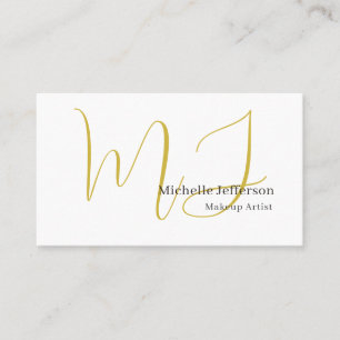 Trendy Makeup Artist Gold Monogram Black White Business Card