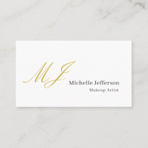 Trendy Makeup Artist Gold Monogram Black White Business Card