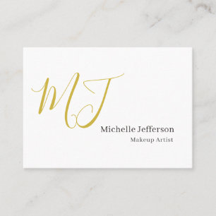 Trendy Makeup Artist Gold Monogram Black White Business Card