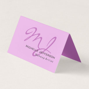 Trendy Makeup Artist Lilac & Orchid Colour Monogra Business Card