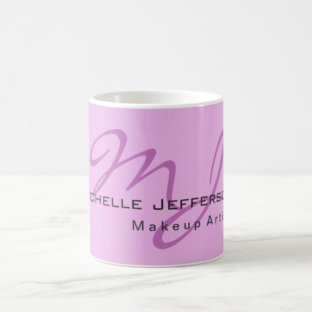 Trendy Makeup Artist Lilac & Orchid Colour Monogra Coffee Mug (Center)