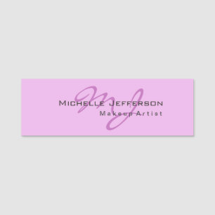 Trendy Makeup Artist Lilac & Orchid Colour Monogra Name Tag