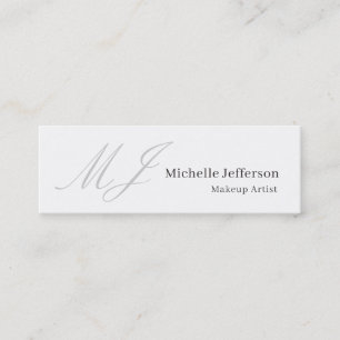 Trendy Makeup Artist Monogram Black White Stylish Mini Business Card