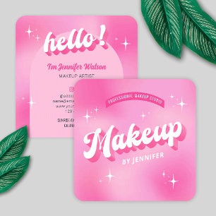 Trendy Makeup Artist Pink Girly Groovy Beauty Square Business Card
