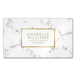 Trendy Marble and Faux Gold Texture Magnetic Business Card