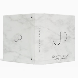 Trendy Marble Customer Monogram Initial Template Binder