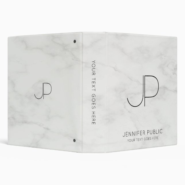 Trendy Marble Customer Monogram Initial Template Binder (Background)