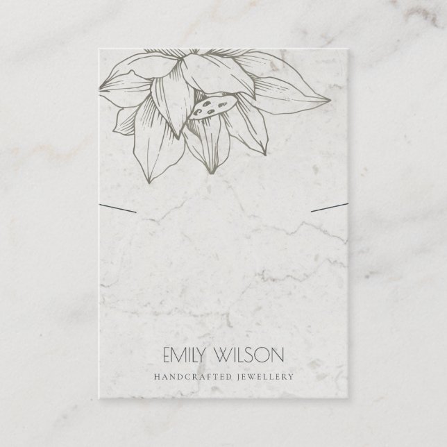 TRENDY MARBLE SILVER LOTUS SIMPLE NECKLACE DISPLAY BUSINESS CARD (Front)