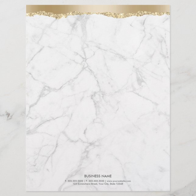 Trendy Marble Stylish Gold Edge Letterhead (Front)