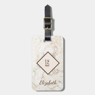 Trendy  Marble Texture, Monogram-Personalized Luggage Tag