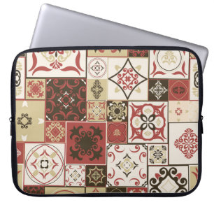 Trendy Marsala Moroccan Tile Pattern Laptop Sleeve