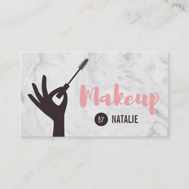 Trendy Mascara Makeup Artist Marble Business Cards (Front)