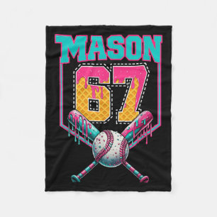 Trendy Mason 67 Mem Ice Cream Drip Baseball Birthd Fleece Blanket