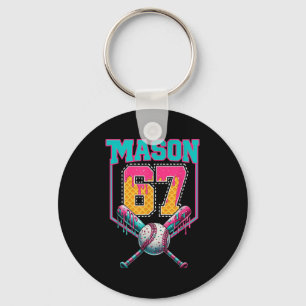 Trendy Mason 67 Mem Ice Cream Drip Baseball Birthd Keychain