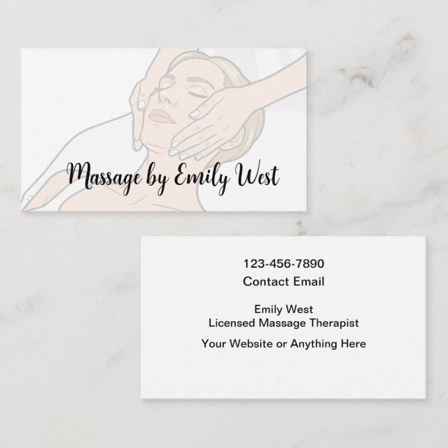 Trendy Massage Therapy Business Cards Design (Front/Back)