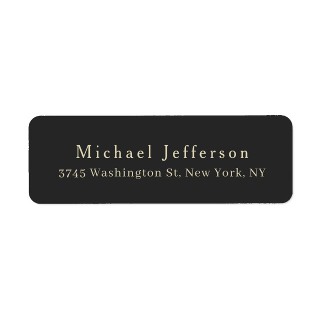 Trendy Matte Black Minimalist Own Name Address (Front)