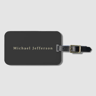 Trendy Matte Black Minimalist Own Name  Luggage Tag
