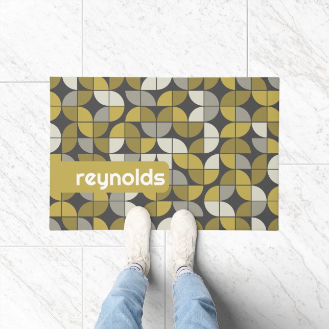 Trendy MCM Half Moon Pattern with gold name block Doormat (Indoor)